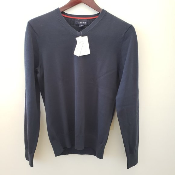 Lands' End Men's Navy V-neck Sweater Size Small - Picture 1 of 8